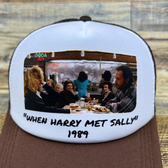 When Harry Met Sally Mens Trucker Hat Brown Snapback Nora Ephron 1989 Rom Com - Picture 3 of 8